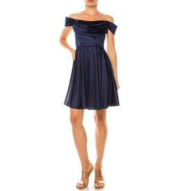 Duulce Off the shoulder rouched short a-line gown 16430
