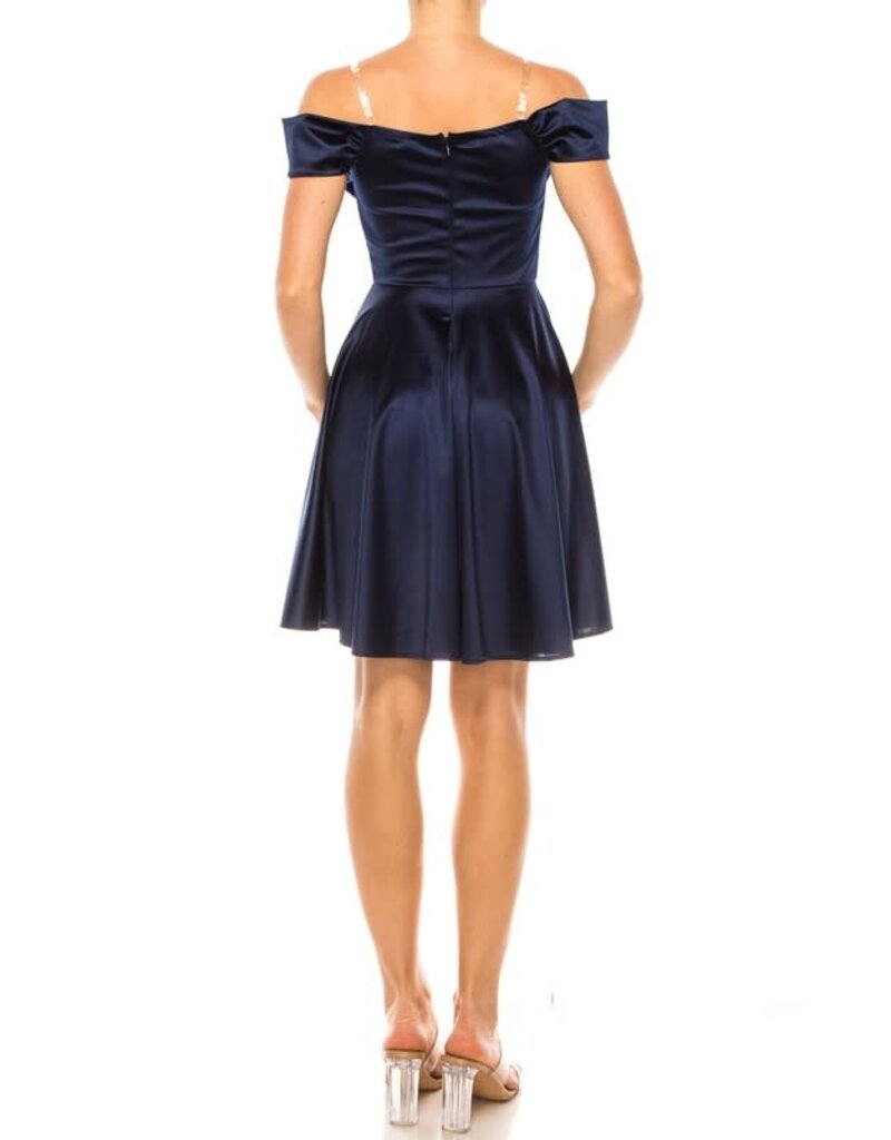 Duulce Off the shoulder rouched short a-line gown 16430
