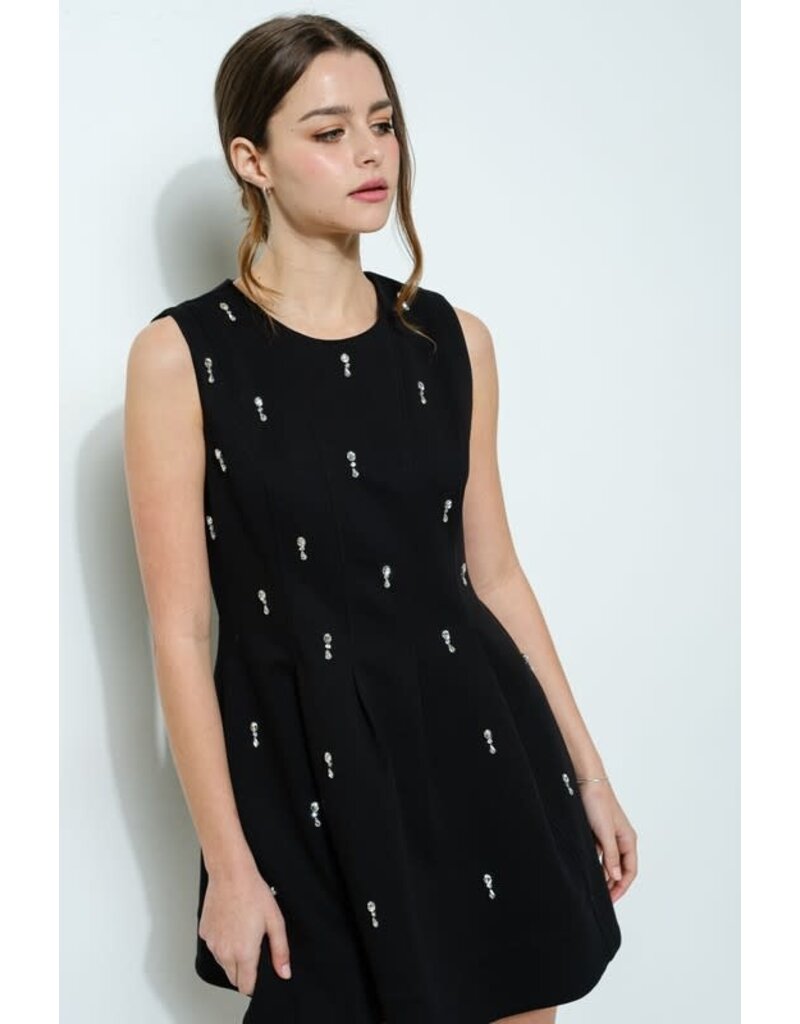 INA High neck beaded fit/flare short gown 12424