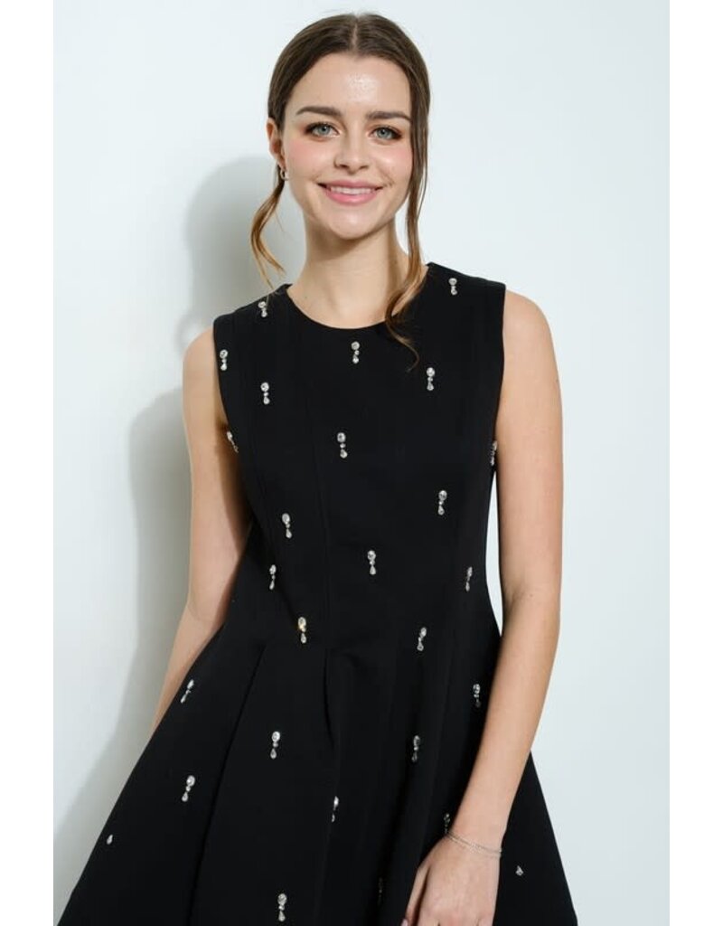 INA High neck beaded fit/flare short gown 12424