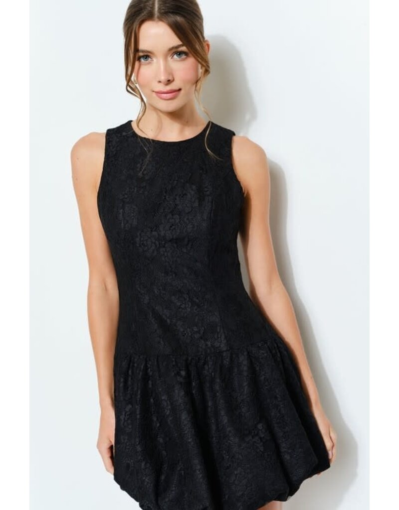 INA High neck lace bubble hem short gown 12276
