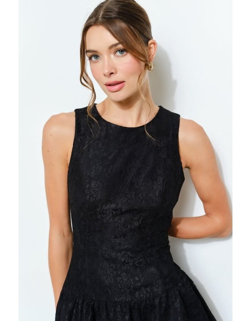 INA High neck lace bubble hem short gown 12276