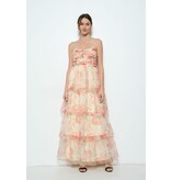 INA Strapless rouched bodice ruffle floral gown 12333