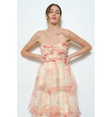 INA Strapless rouched bodice ruffle floral gown 12333