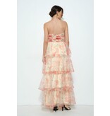 INA Strapless rouched bodice ruffle floral gown 12333