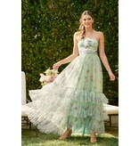 INA Halter rouched bodice floral ruffle gown 12338