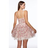 Spaghetti strap pearl beaded corset bodice ruffle skirt 3025013