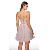 Spaghetti strap 3D sequin flower a-line 3025003