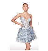 Spaghetti strap print ruffle corset a-line 3025078