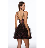Spaghetti strap print ruffle corset a-line 3025078