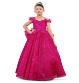 Ruffle back butterfly accent long dress 8120