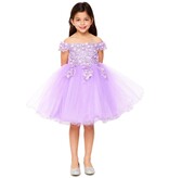 Off the shoulder 3D flower short tulle gown 9085