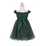 Off the shoulder 3D flower short tulle gown 9085