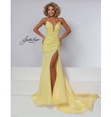Spaghetti strap beaded lace bodice fit and flare 3049