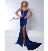 Spaghetti strap velvet beaded corset fitted gown 2948