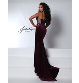 Spaghetti strap velvet beaded corset fitted gown