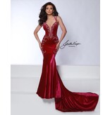 Velvet halter beaded strappy back mermaid 3071