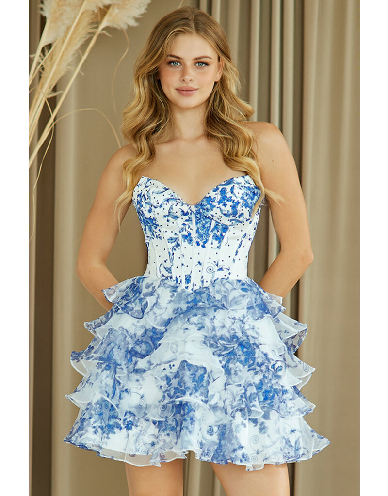 AMELIA COUTURE FLORAL, RUFFLE SKT, LACE UP BACK 202569S