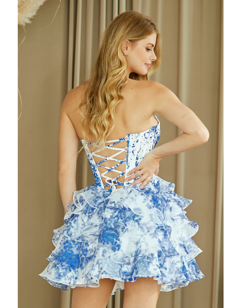 AMELIA COUTURE FLORAL, RUFFLE SKT, LACE UP BACK 202569S