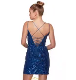 Spaghetti strap fitted corset back shimmer satin 4025008