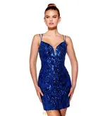 Spaghetti strap fitted corset back shimmer satin 4025008