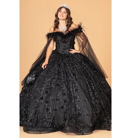 GLS Collective Mesh Quinceanera Dress w/ Side Mesh Drape 3101