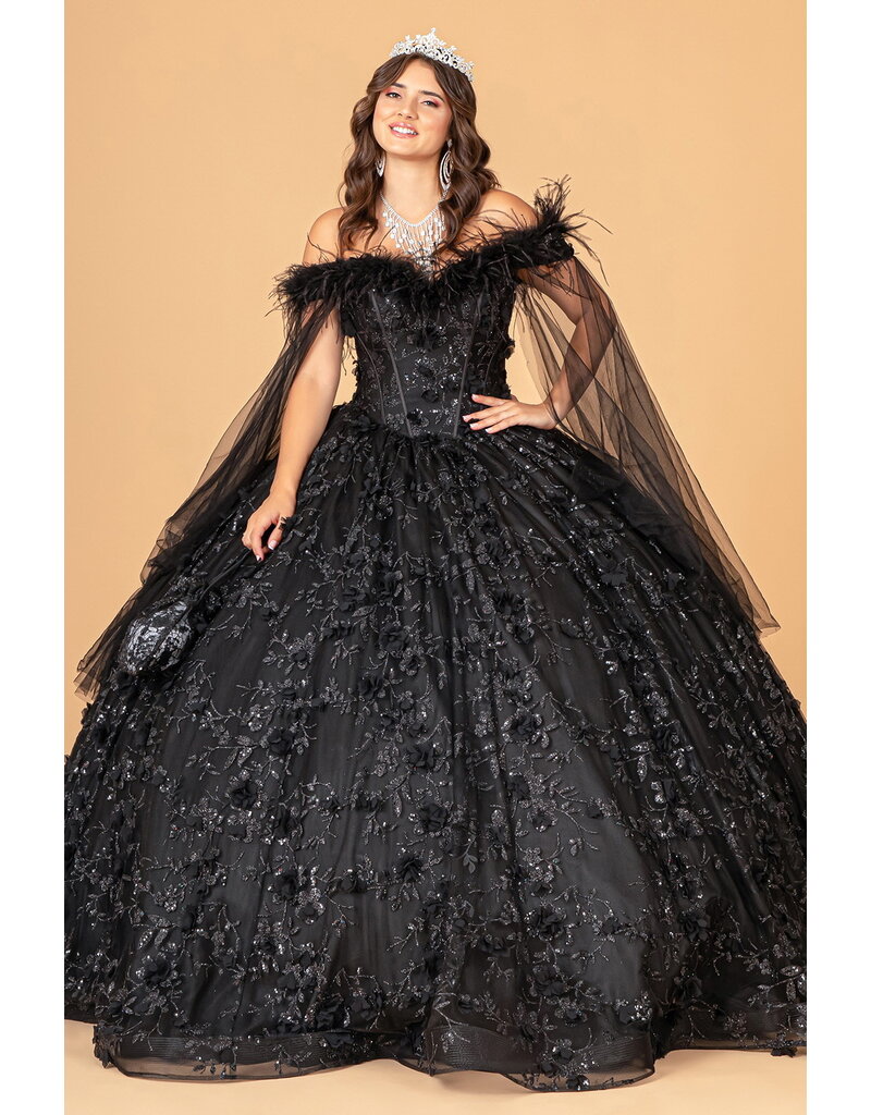 GLS Collective Mesh Quinceanera Dress w/ Side Mesh Drape 3101