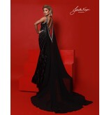 V-NCK, BEADED, ATTACHED CAPE, VLVT 3184JK