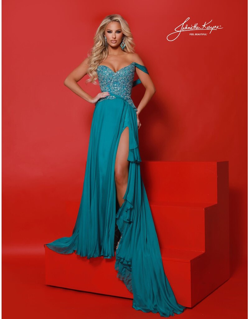 ONE SHLDR, A-LINE, BEADED TOP 3197