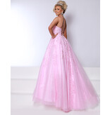 LYDA Lace Ballgown, scoop neckline, Lace up back, 90005