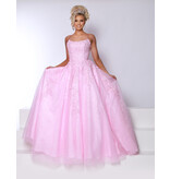 LYDA Lace Ballgown, scoop neckline, Lace up back, 90005