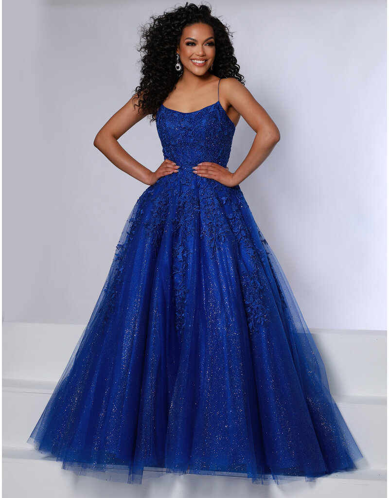 LYDA Lace Ballgown, scoop neckline, Lace up back, 90005