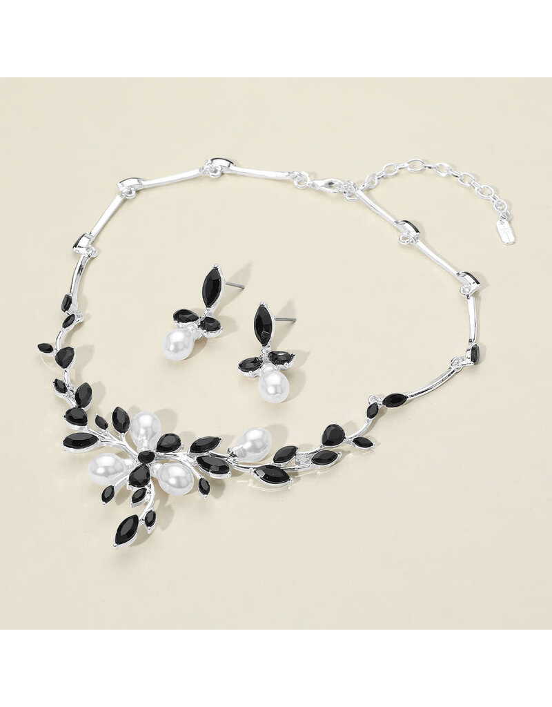 WONA TRADING NCKLC&EARRING SET, PEARL, SILVER RN20885