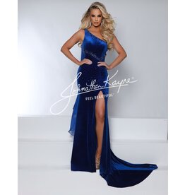 ONE SHLDR, OPEN BCK, VLVT, BEADED 2963