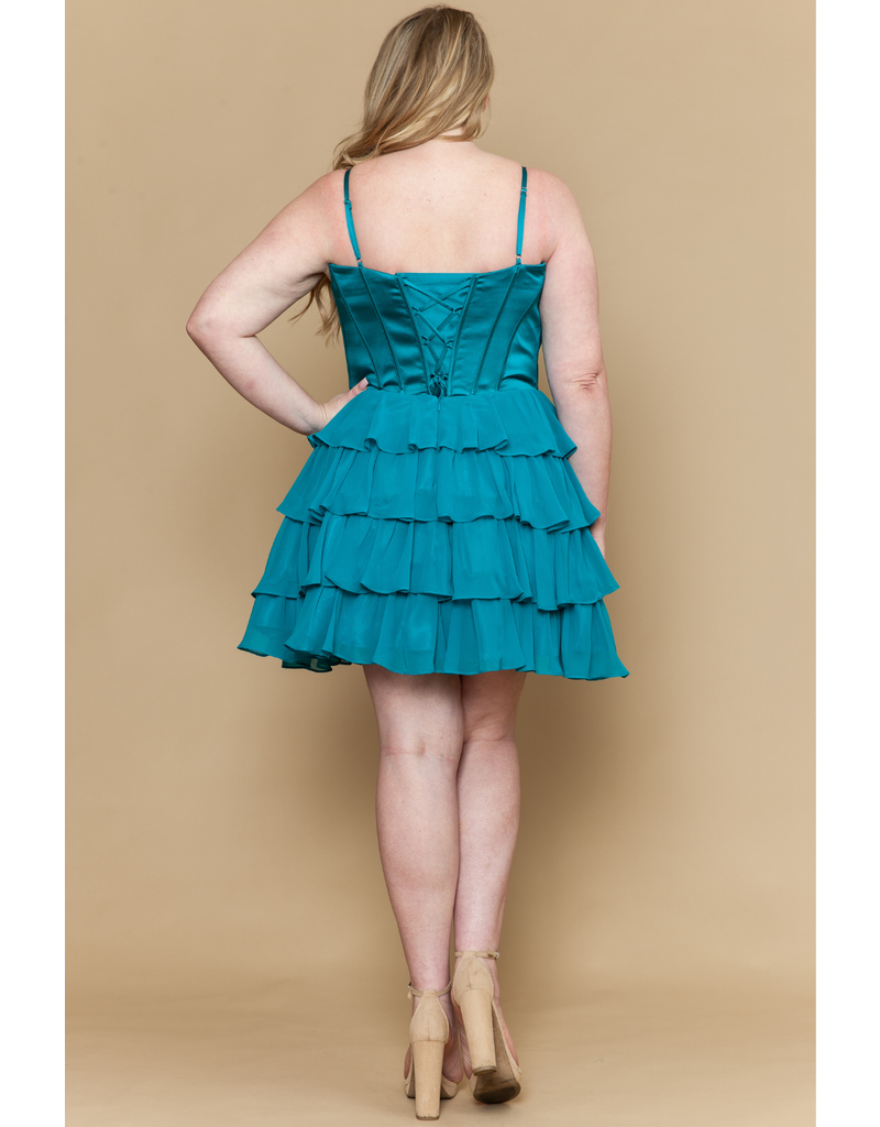 RUFFLE, SATIN, CRST BODICE W125196