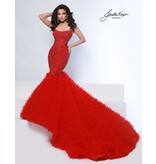 Strapless beaded mermaid ruffle skirt 3165