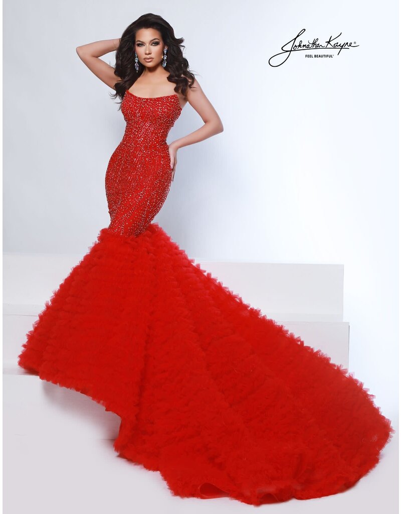 Strapless beaded mermaid ruffle skirt 3165