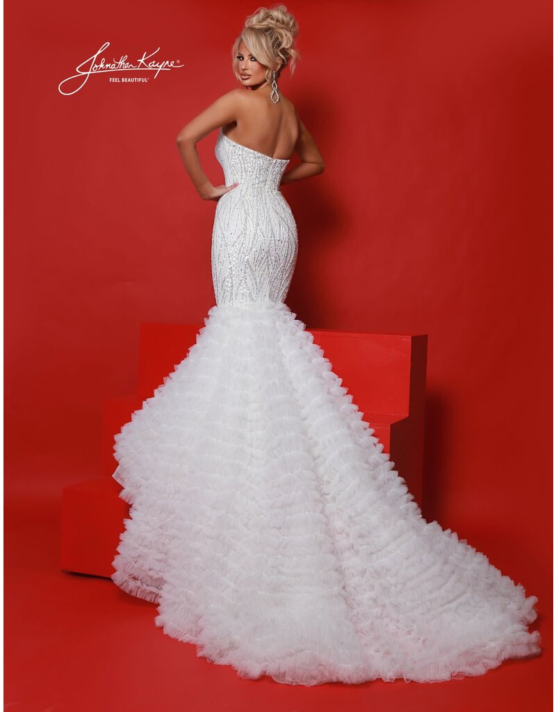 Strapless beaded mermaid ruffle skirt 3165