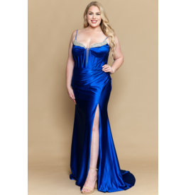 CORSET TOP W/BEADS, LACE UP, SIDE DRAPE W125180