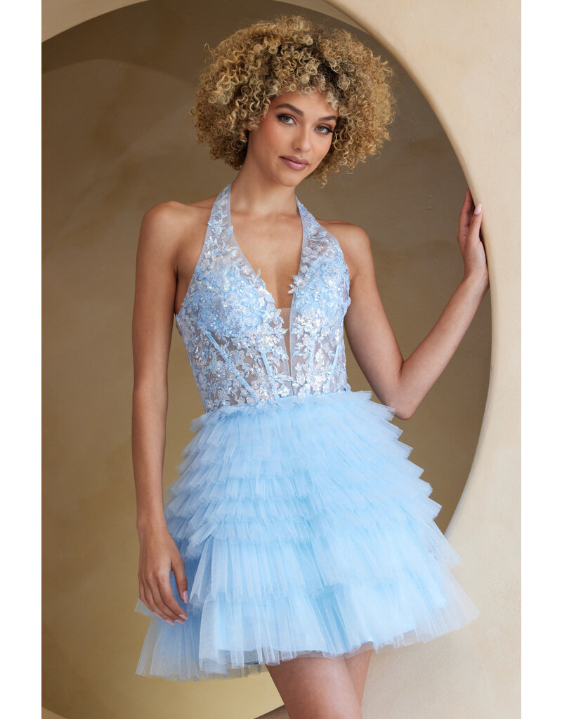 AMELIA COUTURE BEADED HALTER TOP, RUFFLE SKIRT 902540S