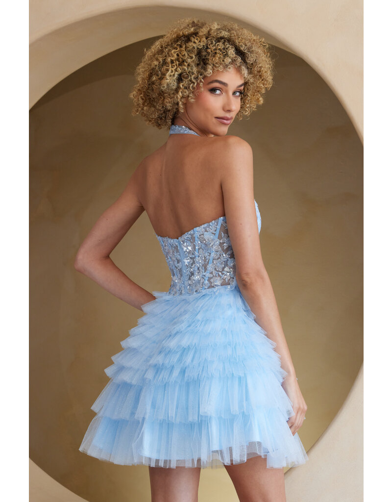 AMELIA COUTURE BEADED HALTER TOP, RUFFLE SKIRT 902540S