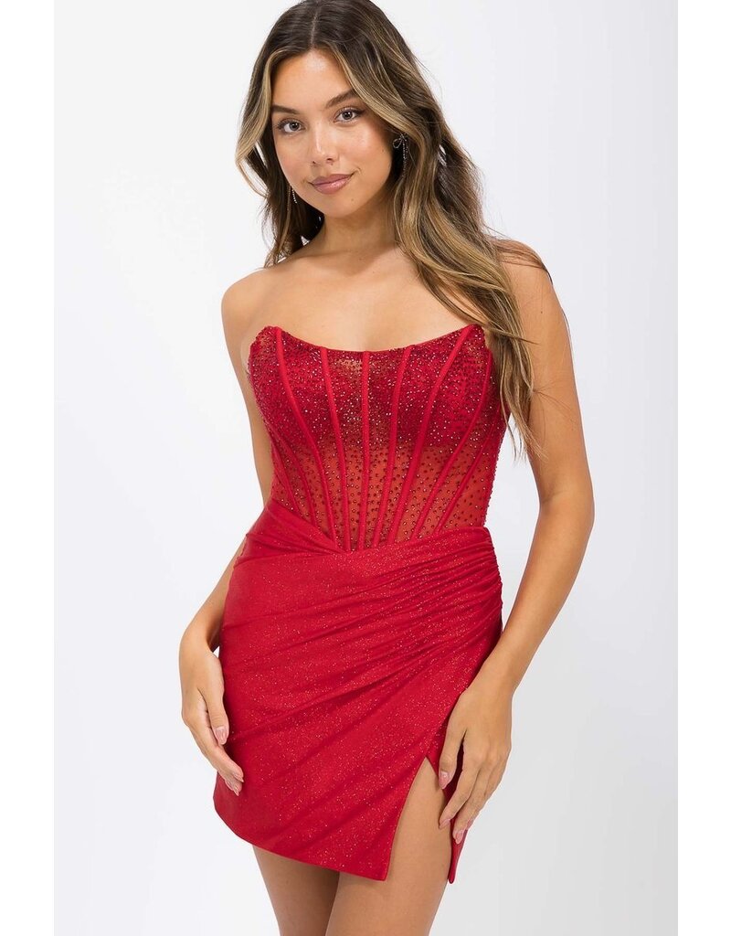 Eureka Strapless beaded corset bodice glitter skirt EK25162