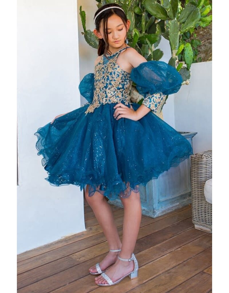 GOLD LACE, TULLE, SHORT JR.MISS 5113X