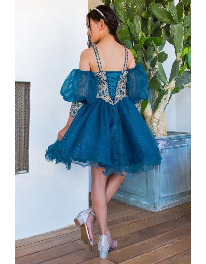 GOLD LACE, TULLE, SHORT JR.MISS 5113X