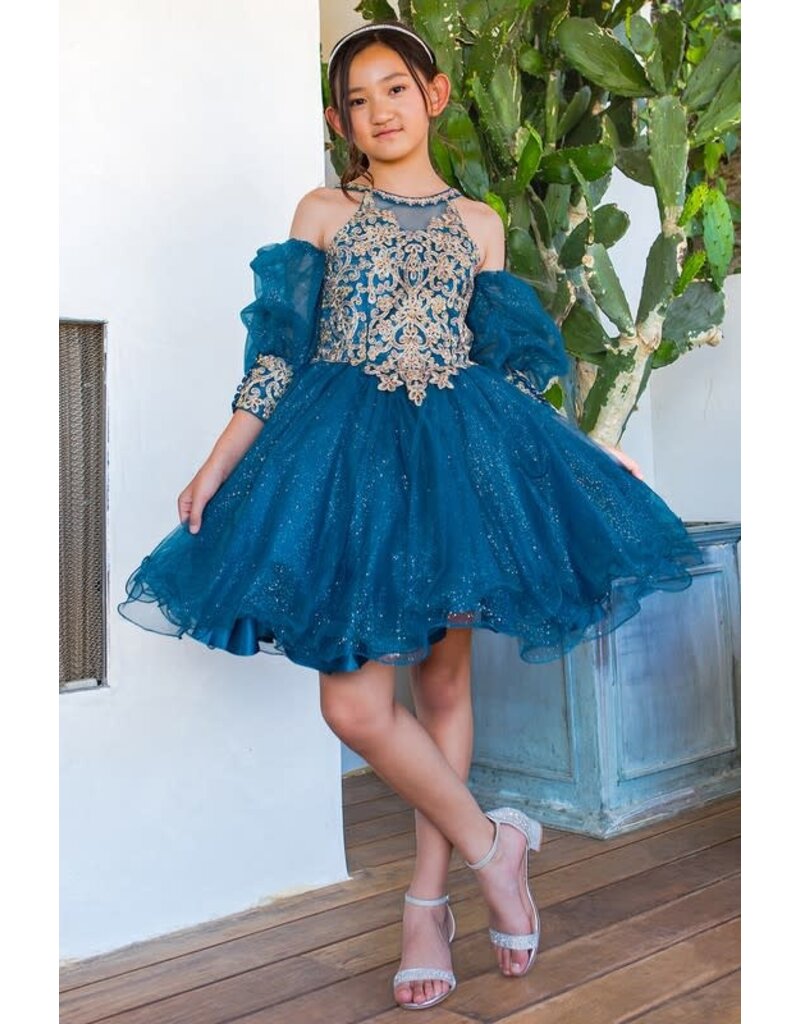 GOLD LACE, TULLE, SHORT JR.MISS 5113X