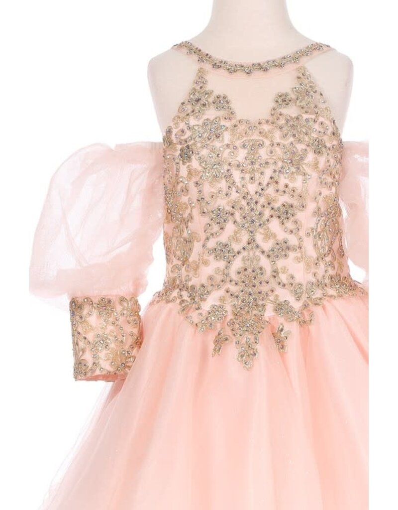 GOLD LACE, TULLE, SHORT JR.MISS 5113X