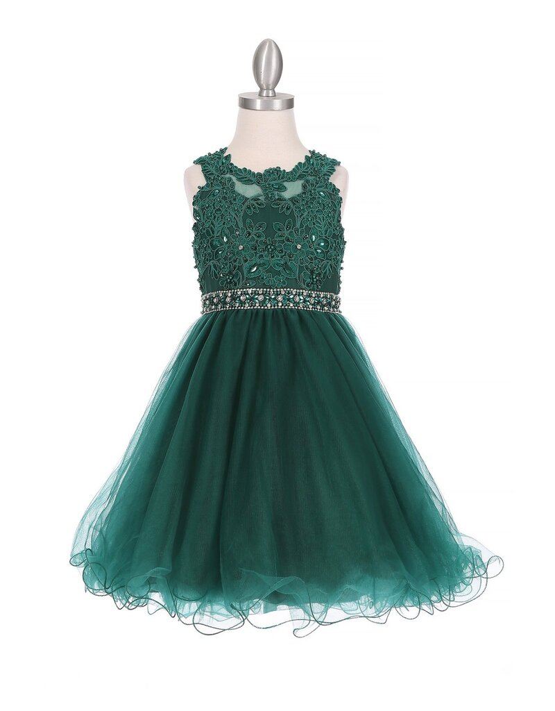 Tank lace beaded belt tulle gown 5013