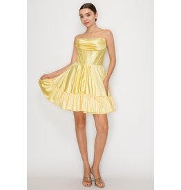 Strapless corset bodice ruffle hem a-line 992542
