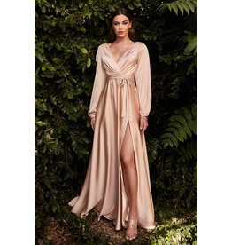 BrideMuse Long sleeve natural waist gown w/leg slit 742575