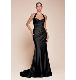 Halter rouched fitted jersey gown CD25796C